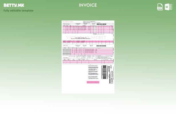 Модерен стил шаблон за фактура на Викторија Сикрет на САД